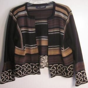 Bill Baber Womens M Handknit Edinburgh Scotland Brown Crop Cardigan Sweater